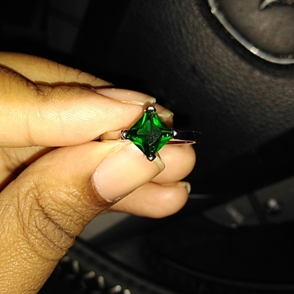 Beautiful diamond shape emerald ring